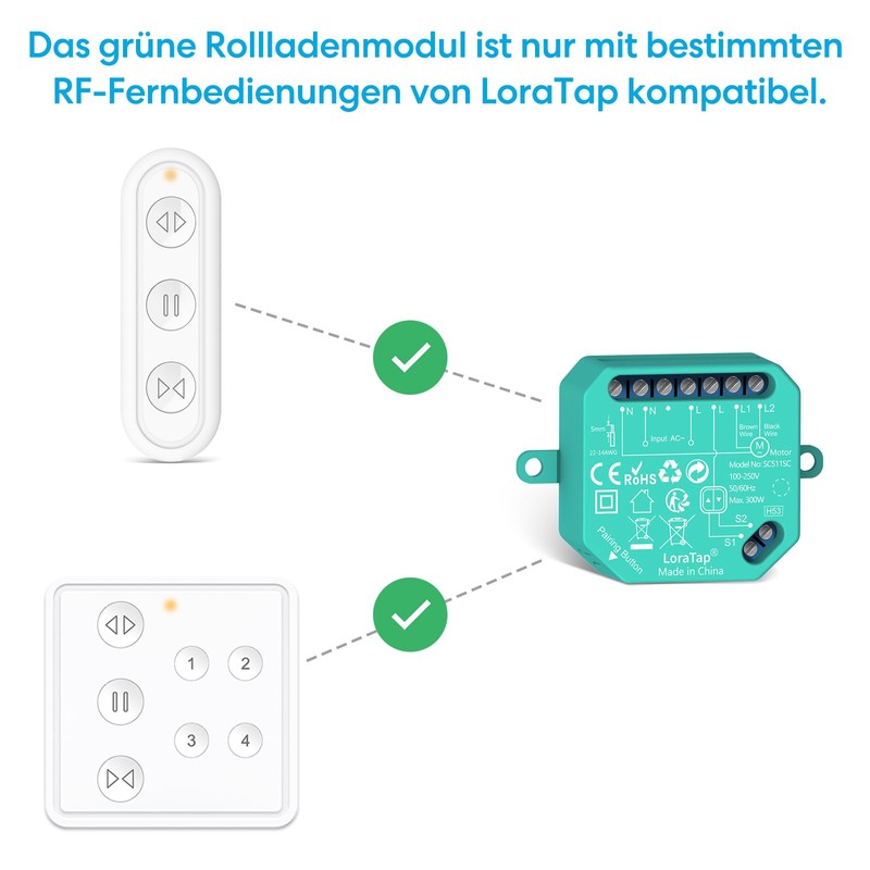 LoraTap Wireless Receiver Module for Roller Shutters Only Compatible with
