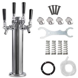 LUCKEG Four Tap Beer Dispenser Tower Brand 3 inch Beer Kegerator Beer Tower with 4 Beer Faucet for Home Brewing Beer Kegging