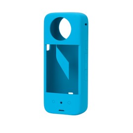 REFLEX CAMERA Silicone Protective Case for Insta360 X3 – Shockproof Skin with Lens Cap, Anti-Slip Grip, Scratch-Resistant Cover for 360 Action Camera - BLUE
