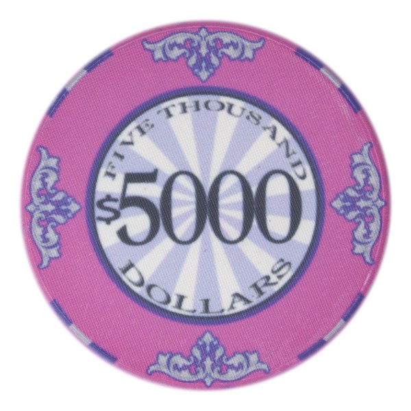 Brybelly Scroll Poker Chip Lightweight 10-Gram Casino Grade Ceramic – Pack of 50 ($5000 Pink)