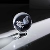 2.36in. Crstal Ball Engraved Butterfly and Flower Figurines Collectibale Paperweight