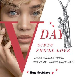 SOLOLIKE Hug Necklace for Couples: Sterling Silver Hugging Necklaces for Boyfriend Girlfriend Embrace Pendant Necklace - Valentine's Day Christmas Jewelry Gifts for Lovers, Silver, Zircon