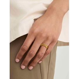 Gold Stacking Rings Rapper Miami Cuban Link Ring Size 7 Golden Chain Ring for Men