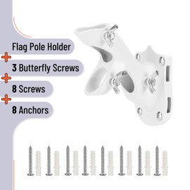 UNCO Aluminum Flag Pole Holder, Heavy Duty Aluminum Mount, Flag Pole Bracket, White, Wall Mount