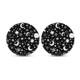 Forchrinse 2 Pack Moon and Star Car Coasters,2 Pack Absorbent Car Cup Holder Insert Coaster 2.8 inch Drink Coaster