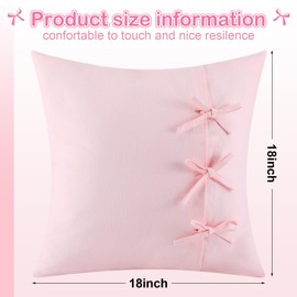 Mixweer 2 Pack Coquette Pink Bow Pillow Covers 18 x 18 Inches Preppy Pillow Covers Cases Pink Bow Preppy Room Decor Girly Bedroom Living Home Decor