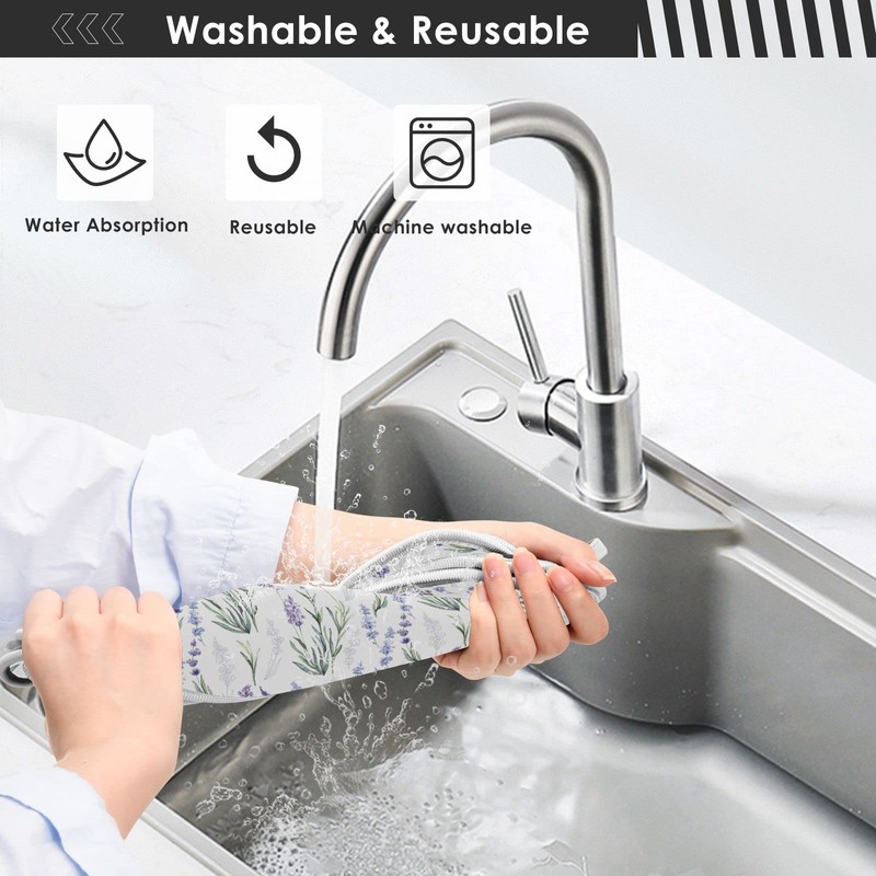 Kitchen Faucet Absorbent Mat,Lavender Flower Water Splash Guard for Sink,