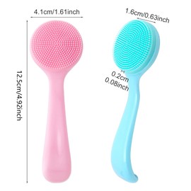 4 Pack Silicone Manual Facial Cleansing Brush,Skin Friendly Soft Bristles Waterproof Face Scrubber Exfoliating Brush for Women and Men Blackheads Makeup Residues Removal(Blue & Pink)