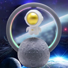 Bluetooth Speaker RGB Light Touch Adjustment 360 Degree Surround Magnetic Levitation Astronaut Speaker 598B Gold