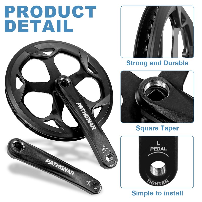 PATHGNAR Mountain Bike Crankset, 48T Charing Bike Crank Set with