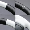 MEWANT Hand Stitched White Leather Steering Wheel Wrap Cover for