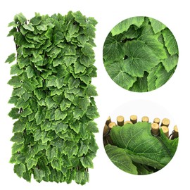 Expandable Faux Ivy Fence Privacy Screen Stretchable Artificial Hedge Single Sided for Balcony Patio Garden (1PC, Grape)…