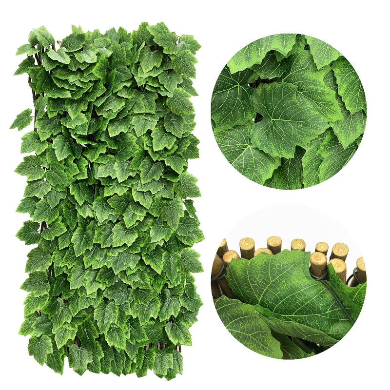 Expandable Faux Ivy Fence Privacy Screen Stretchable Artificial Hedge Single