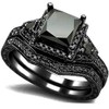Kingray Jewelry Black Onyx Princess Cut Anniversary Wedding Bridal Ring