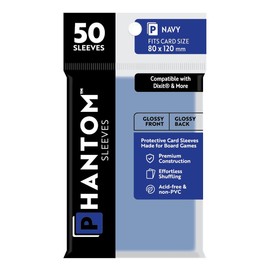 Phantom Sleeves: Navy Size 80 x 120mm: Glossy Front/Back - 50 Pack - Transparent Protective Card Sleeves for Board Games, Trading Cards & Card Games