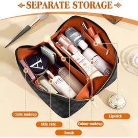 Make Up Bag, Cosmetic Bag, Make Up Bag, Travel Cosmetic Bag, Women's Toiletry Bag, Large Travel Toiletry Bag for Women, Multifunctional Toiletry Bag for Travel, Dark Black, make up bag