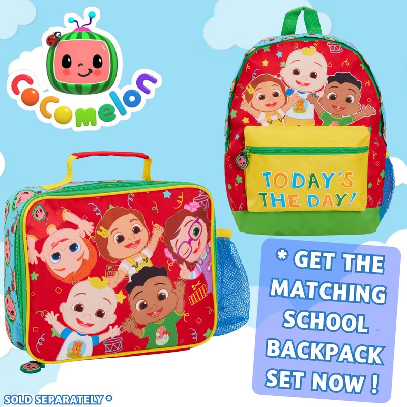 CoComelon Boys Girls Lunch Bag with Bottle Holder Kids JJ