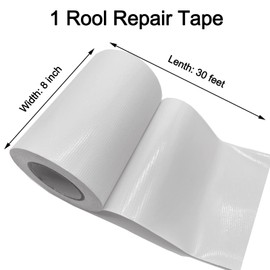 Autrends White Repair Tape - 8" x 30ft Tent & RV Awning Repair Tape, Strong Adhesive, Waterproof, Indoor/Outdoor Use, Boat