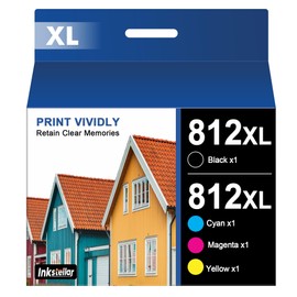 812XL Ink Cartridges Combo Pack Remanufactured to use with Epson 812 812 XL T812XL 812XL Ink Cartridge Epson Work for Workforce Pro WF-7840 WF-7820 WF-7310 EC-C7000 Printer（4 Pack,812XL）