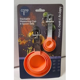 Premium, Stain & Odor Resistant 8 Piece Stackable Measuring Cups & Spoons Set