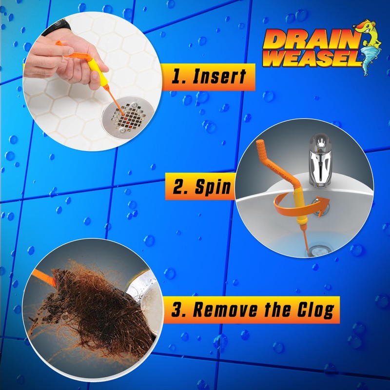FlexiSnake Pro Drain Weasel Sink Snake Cleaner with New Molded