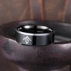 King Will Basic Mens Black Masonic Ring 8mm Tungsten Mason