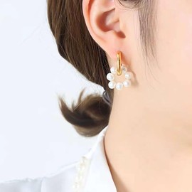 JOLCHIF Large Pearl Hoop Gold Earrings for Women 6mm Boutiquelovin Pearl Hoop Earrings Gold and Pearl Hoop Earrings for Women
