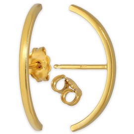 Suspender Earrings, Sterling Silver Bar Earrings, Gold-Plated Ear Huggers, Minimalist Stud Earrings, Ear Huggie Earrings, Hypoallergenic Stud Earrings (Silver Gold-Plated)