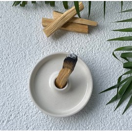 NEYORIKA Palo Santo Saucer Purifying Incense Burner Palo Santo Holder Ceramic Holder Beige