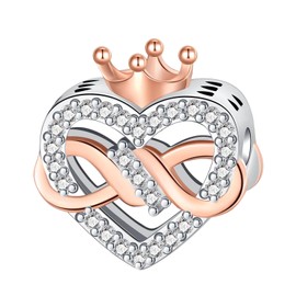 LUXILLA Crown Infinity Love Charm Silver Charms 925 Sterling Silver fits Bracelets Necklace Pendant Bead Charms Jewelry Gift for Women Family Friends