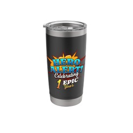 Hero Alert! 1 Epic Year 1st Birthday Superhero Comic Book Stainless Steel Insulated Tumbler