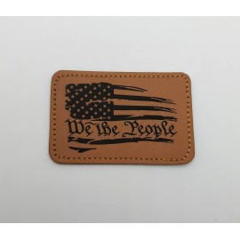 Blue Ridge Trading Post We The People - Faux Leather Iron-on Patches - Tan 2"x3"