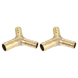 M METERXITY 2 Pack Barb Hose Fittings - 1/2" x 3/8" x 3/8" Brass Hose Fitting Pipe Connector Apply to Water Fuel (Y Shaped 3 Way)