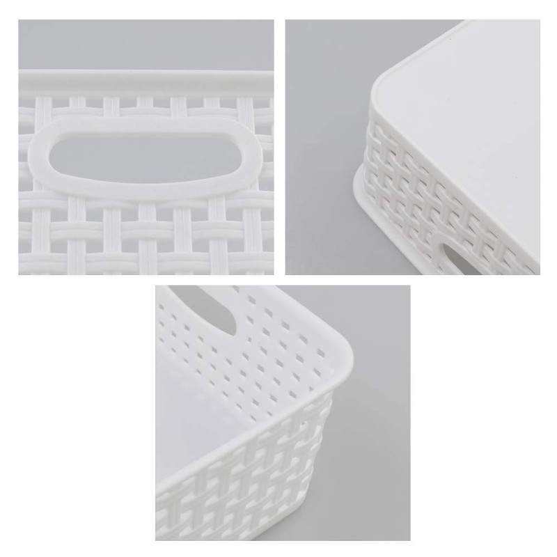 Xowine White Plastic Storage Baskets, Paper Storage Basket, Set of