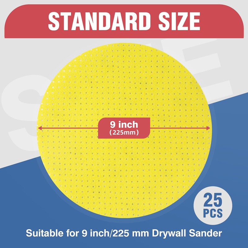 Selead Sandpaper 225 mm Velcro Durable Sanding Pads Pack of