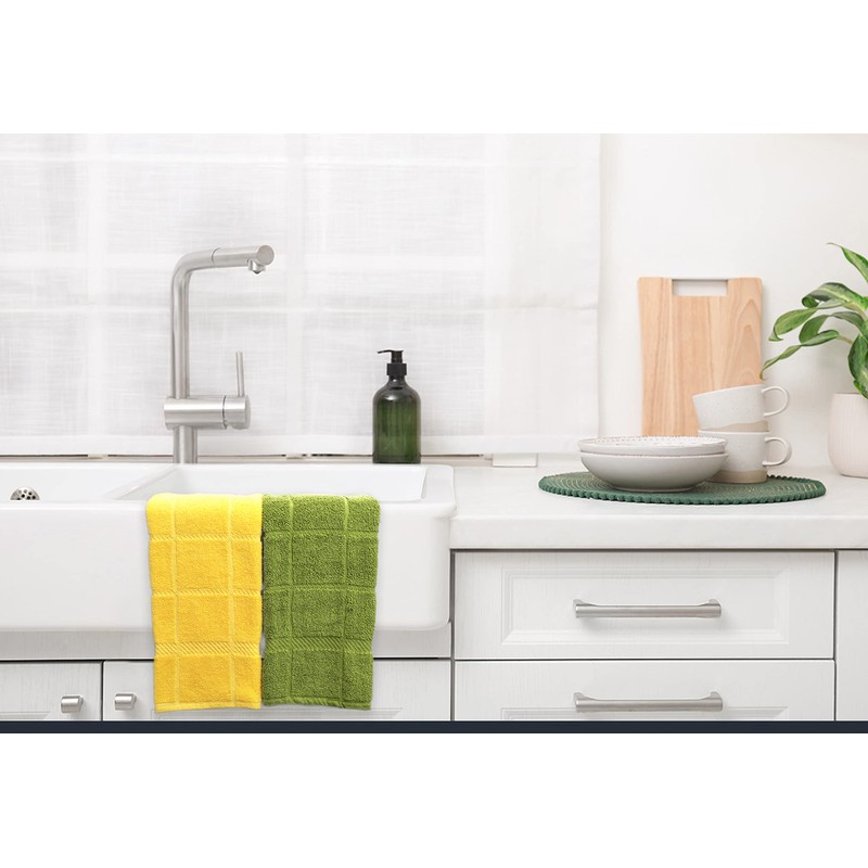 Mellow Buff 100% Cotton Terry Dish Towels, 4 Pack Solid,