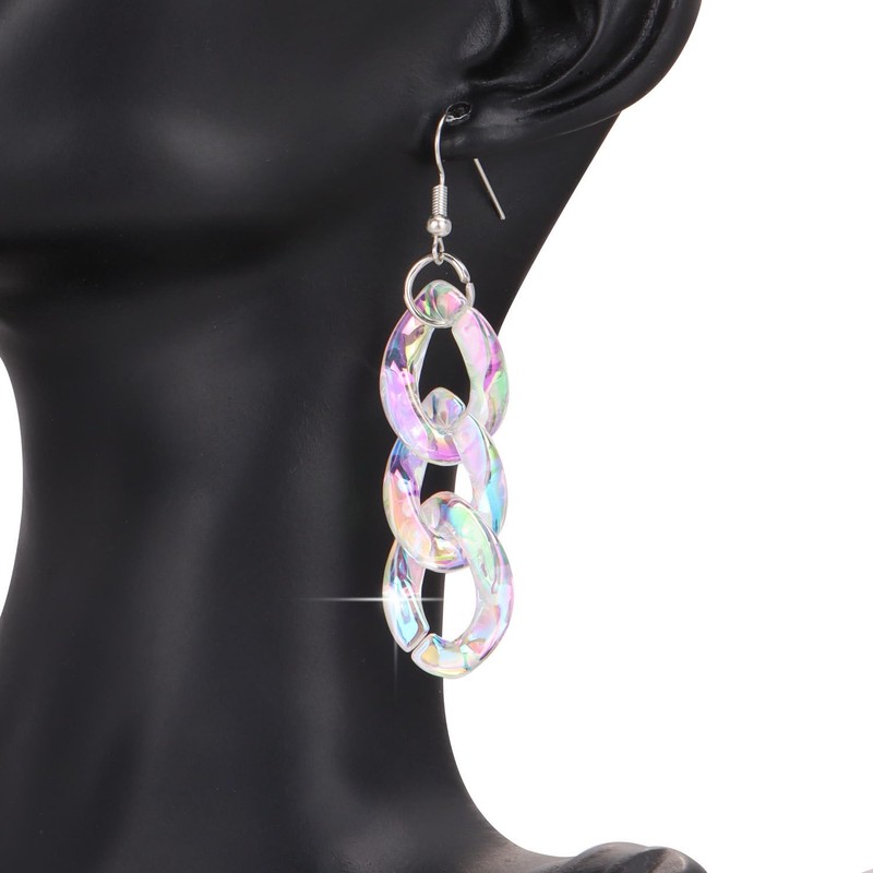 Y2L Chunky Acrylic Cuban Link Chain Statement Necklace Bracelet Earring