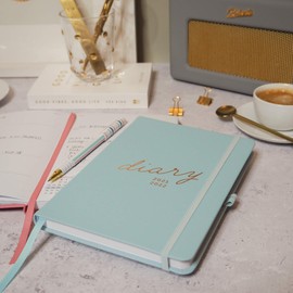 BusyB B Mid-Year BusyB Life 17-Month Appointment Calendar from August 2021 to August 2022. Blue Faux Leather Academic Diary 2021-2022 A5 Week to View with Pen Holder and Pockets