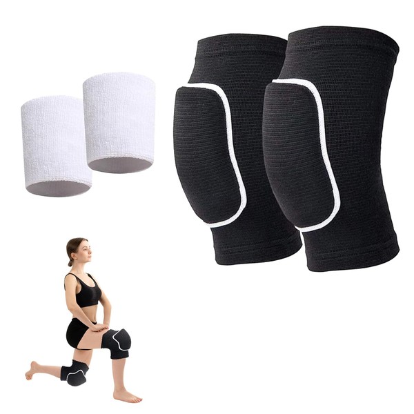 Sports Knee Bandages Knee Pads Dance Knee Support Men Women Volleyball Knee Pads Knee Pads Sweat Bands Wrist Knee Wraps with Thickened Pad Guard for Dance, Basketball, Tennis, MTB No.4