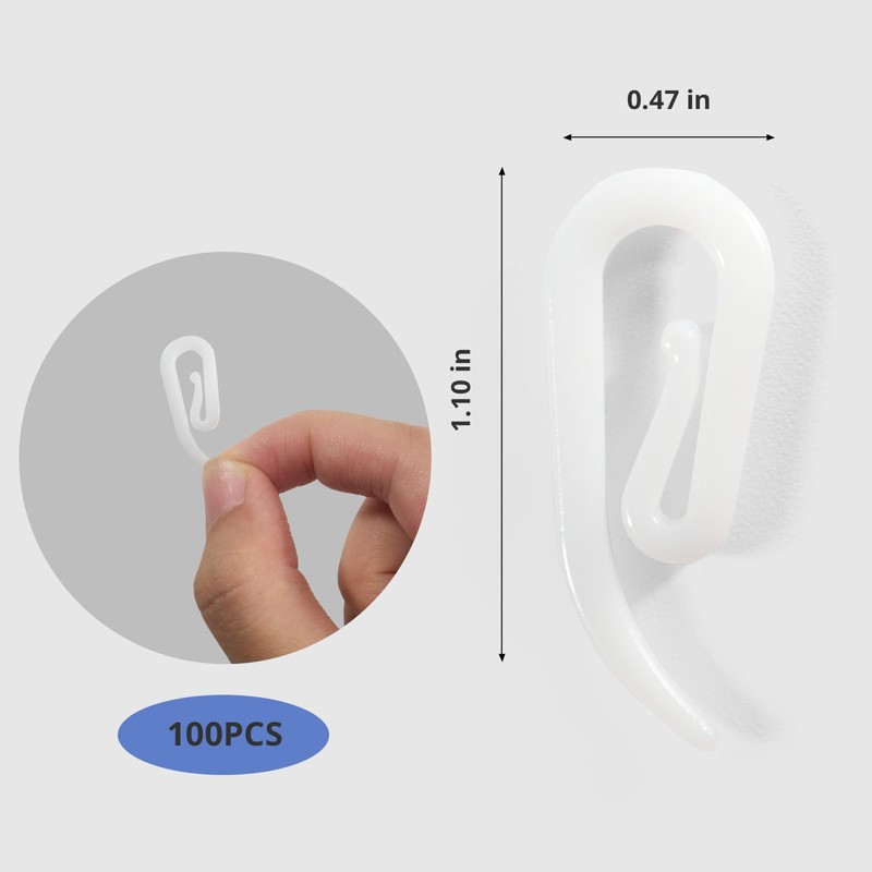 100 Pcs Curtain Hooks for Rails Curtain Hooks Plastic 28