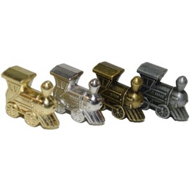 Regal Games - Mexican Train Domino Replacement Metal Marker Trains - for Mexican Train Domino Game - 14k Gold, White Gold, Antique Brass & Gunmetal Black - Set of 4 Metal Trains