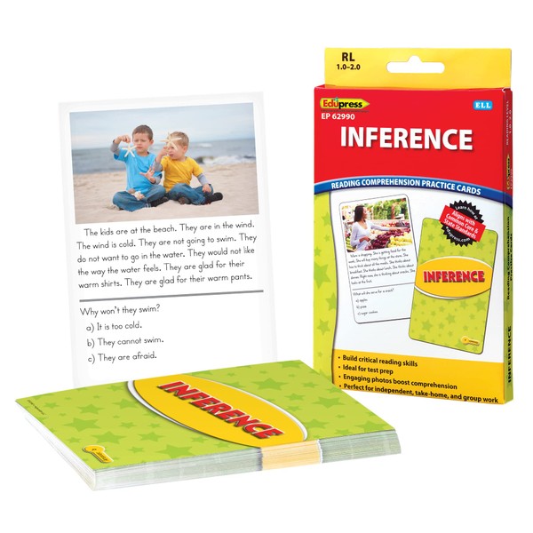 Edupress Reading Comprehension Practice Cards, Inference, Yellow Level (EP62990) Medium