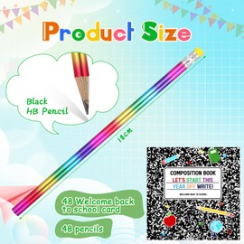 AmazingSpark 48 Sets Back to School Gift for Student Rainbow Pencils Bulk with Greeting Cards Wood Pencil Back to School Gift Happy Birthday Pencil Set for Men and Women Party Supplies