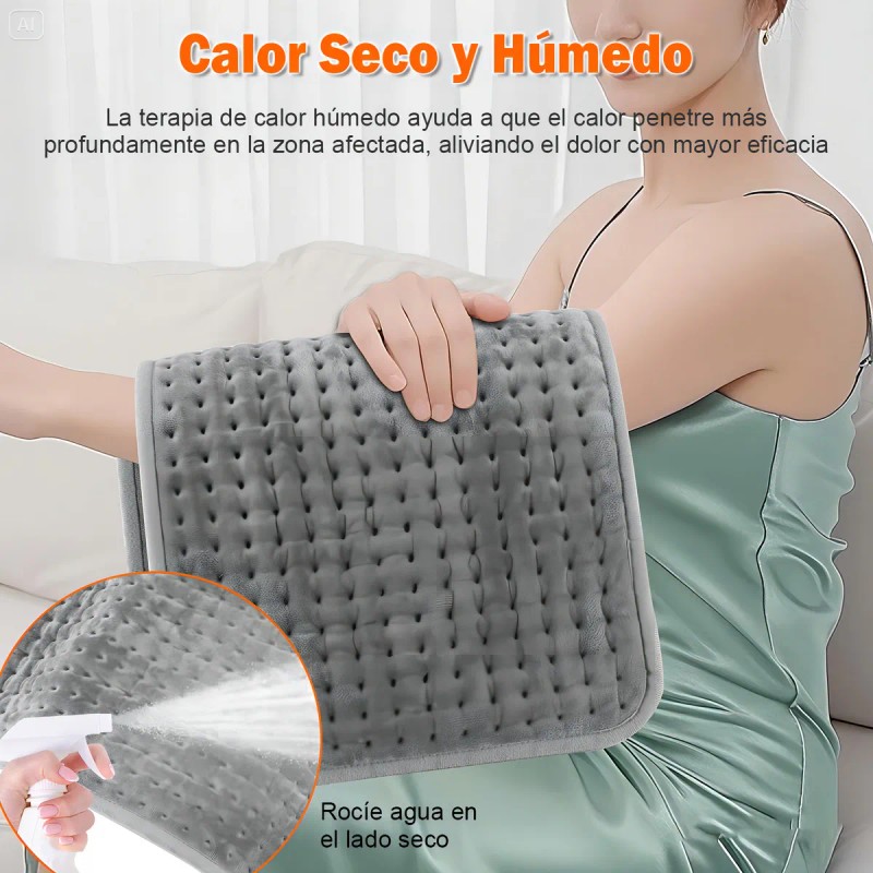 Almohadilla Térmica Eléctrica Cojín 9 Niveles Temperatura Color Gris 60*30cm