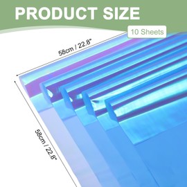 PATIKIL 22.8 x 22.8 Inch Flower Wrapping Paper, 10 Pcs Iridescent Double Sided Plastic Bouquet Packaging Waterproof Florist Supplies DIY Crafts Gift Packaging Gift Box Wedding, Ice Blue