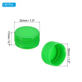 PATIKIL 1.2inch Plastic Bottle Caps for Crafts, 50Pcs Reusable Protection Bottle Screw Lids for Empty Container DIY Scrapbook Decorations, Bright Green