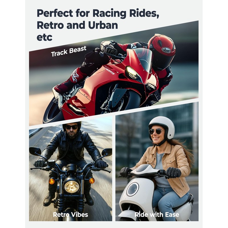 KEMIMOTO Motorcycle Leather Gloves, Sheepskin Protective Gloves for Men and