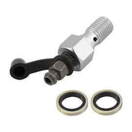 Motorcycle Brake M10x1.25mm with M10 Washers Master Cylinder Caliper Bleed Screw Nipple Banjo Bolt + Dust Cap Universal[Silver] (Silver)