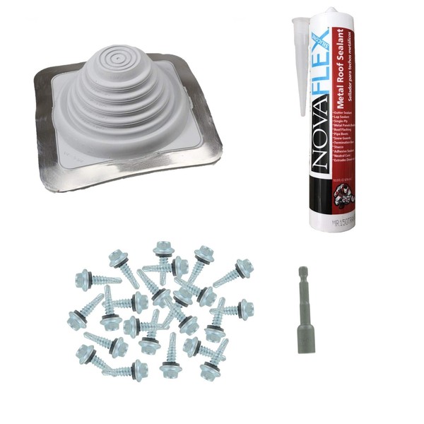 Fasteners Plus #3 Square EPDM Metal Roof Pipe Flashing Boot