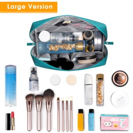 Narwey Makeup Bag Travel Cosmetic Bag Organizer Toiletry Bag Make Up Bags with Compartments for Women Girls (Large, Teal)